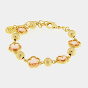 Bracciale in Metallo con cristalli a forma di fiore rosa