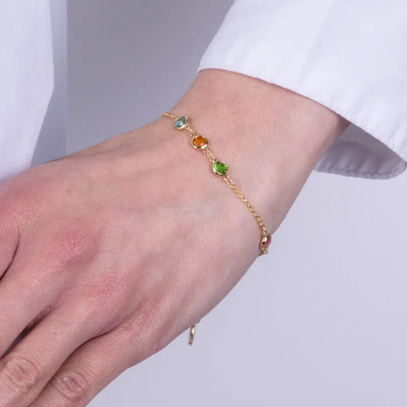 Metal Bracelet with Colored Crystals