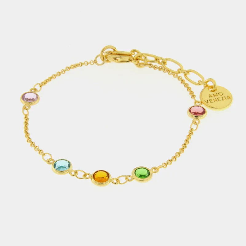 Metal Bracelet with Colored Crystals