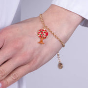 Bracciale in Metallo con albero e cuori rossi