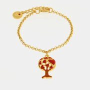 Bracciale in Metallo con albero e cuori rossi