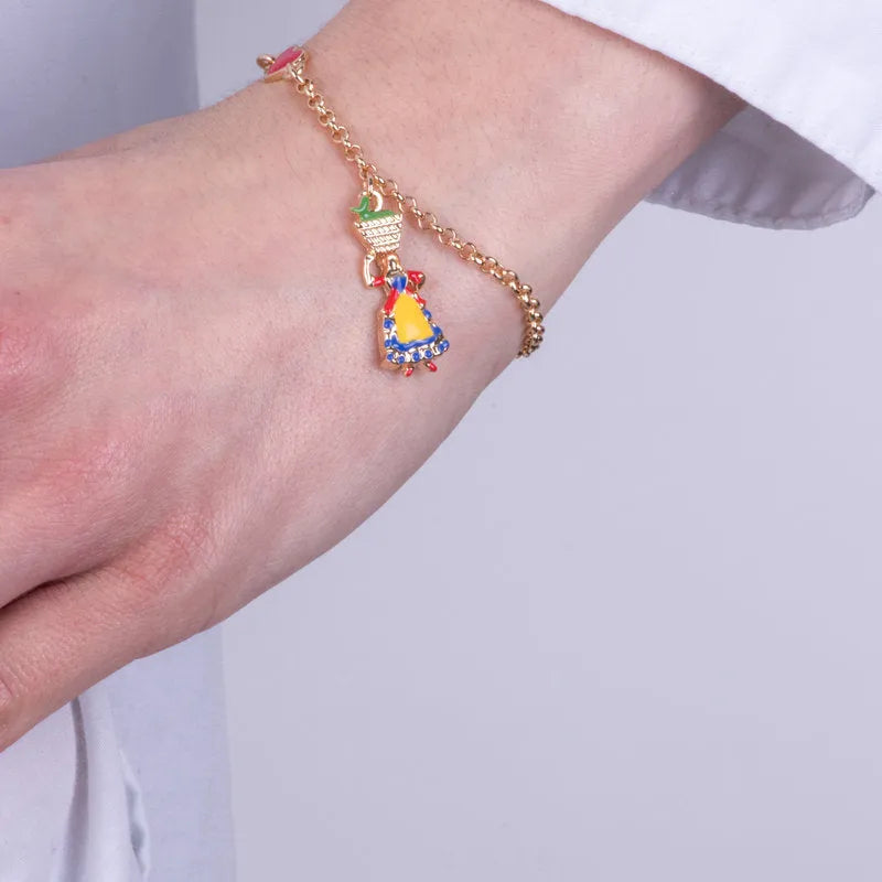 Bracciale in Metallo con donna e piccolo cuore rosso