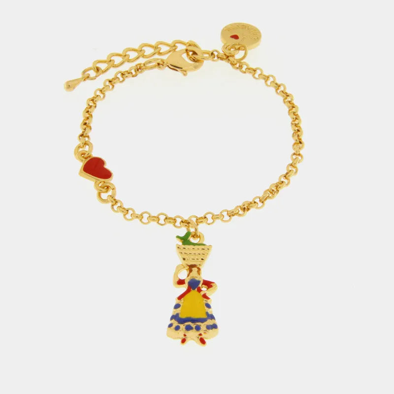 Bracciale in Metallo con donna e piccolo cuore rosso