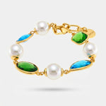 Bracciale in Metallo con cristalli colorati blu e verdi - BYSIMON gioielli
