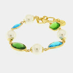 Bracciale in Metallo con cristalli colorati blu e verdi - BYSIMON gioielli