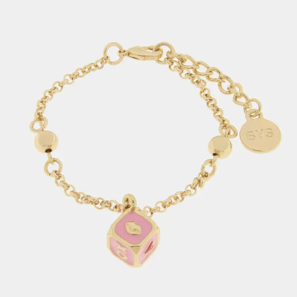 Bracciale in Metallo con dado rosa - BYSIMON gioielli