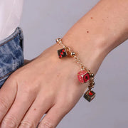 Bracciale in Metallo con dadi della fortuna e cuori