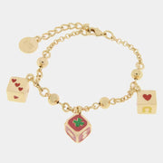 Bracciale in Metallo con dadi della fortuna e cuori