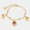 Bracciale in Metallo con dadi della fortuna e cuori