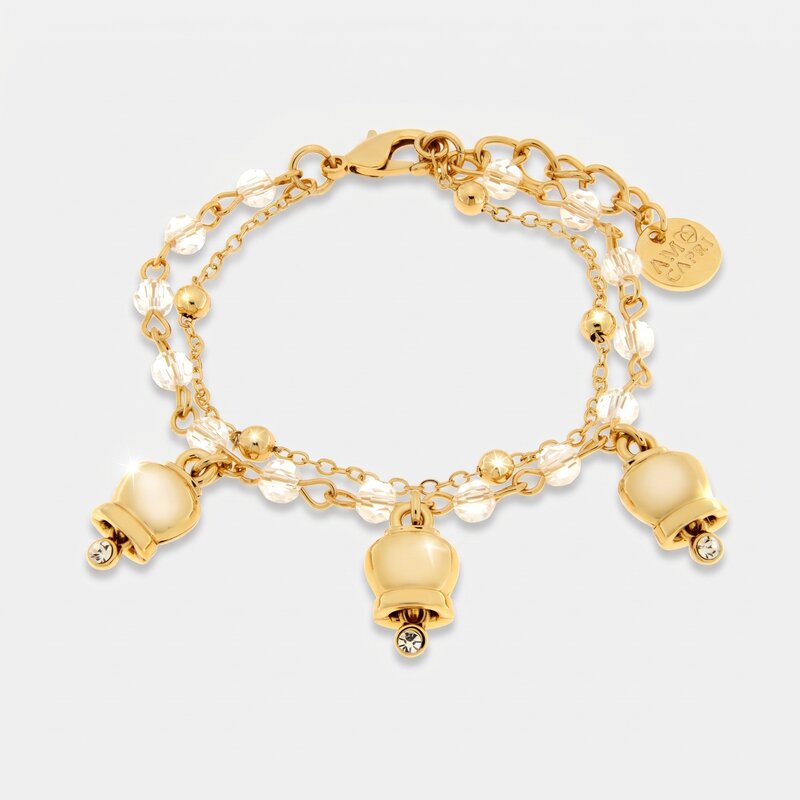 Bracciale in Metallo con campenelle gold multifilo - BYSIMON gioielli