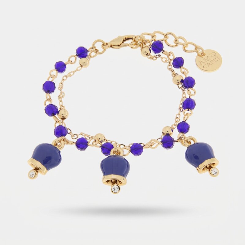 Bracciale in Metallo con campenelle blu cobalto multifilo - BYSIMON gioielli