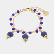 Bracciale in Metallo con campenelle blu cobalto multifilo