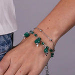 Bracciale in Metallo con campanelle verdi multifilo - BYSIMON gioielli