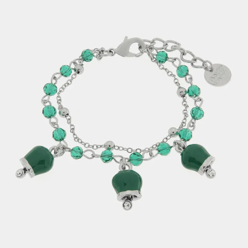 Bracciale in Metallo con campanelle verdi multifilo - BYSIMON gioielli