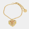 Bracciale in Metallo cuore impreziosito da fiori bianchi
