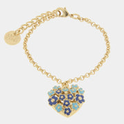 Bracciale in Metallo cuore impreziosito da fiori blu