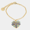 Bracciale in Metallo cuore impreziosito da fiori blu