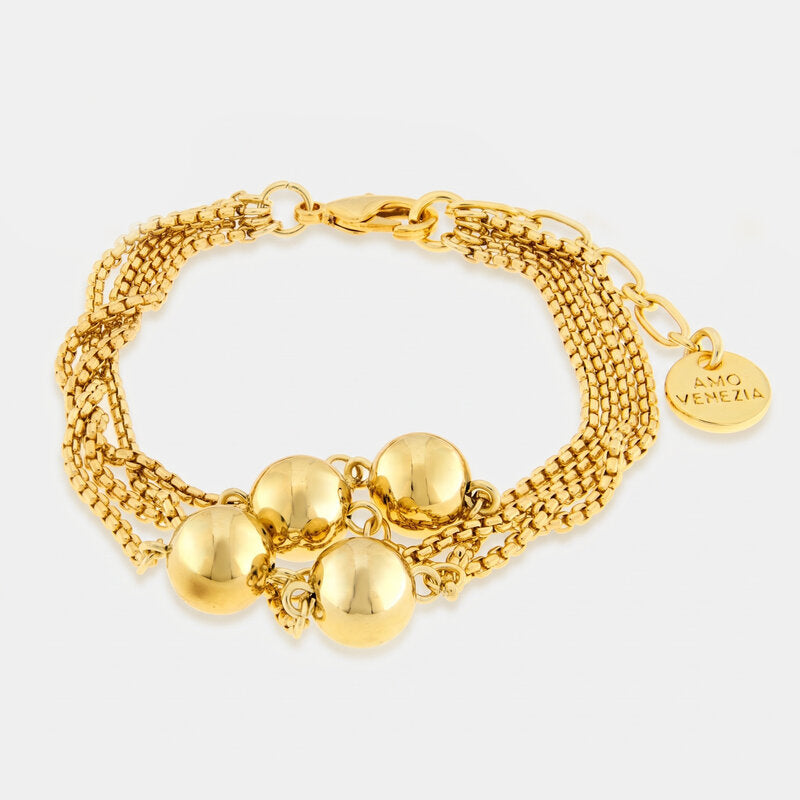 Bracciale in Metallo multifilo con perle lucide - BYSIMON gioielli