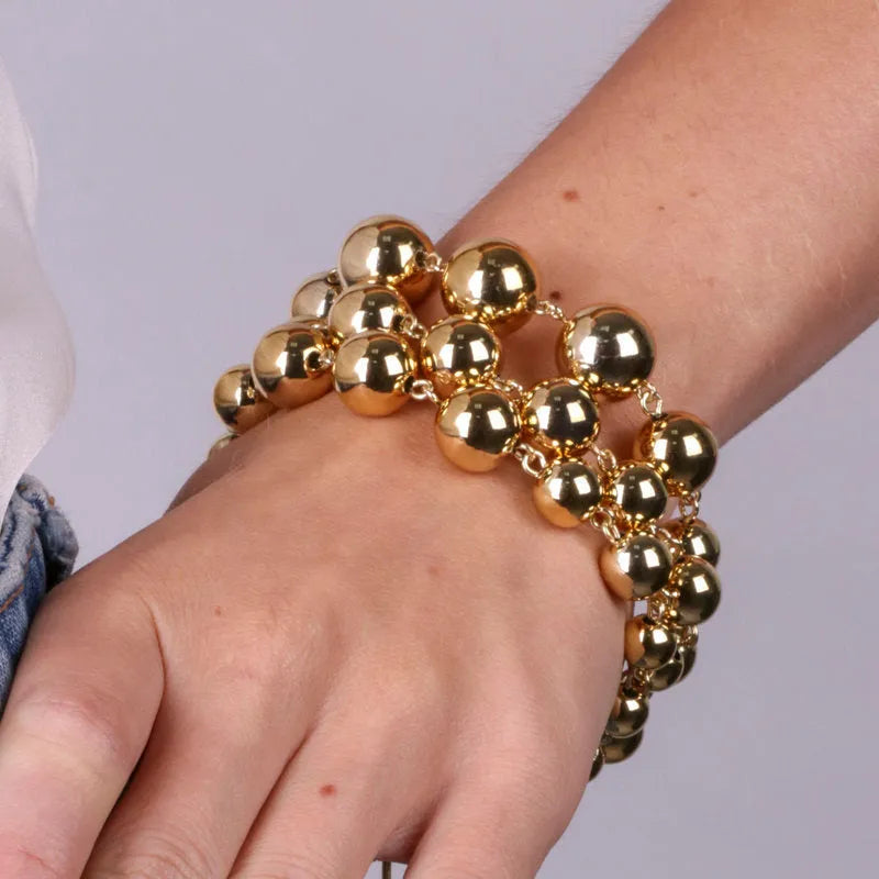 Bracciale in Metallo multifilo di perle lucide - BYSIMON gioielli