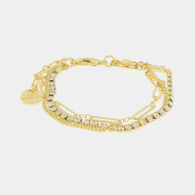 Bracciale in Metallo multifilo con catena e zirconi - BYSIMON gioielli