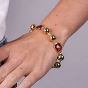 Bracciale in Metallo con pietre marroni e perle lucide