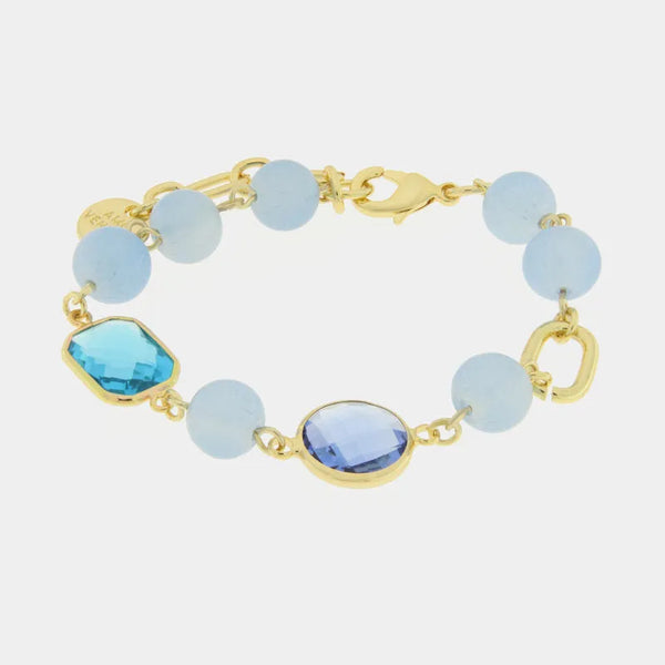 Bracciale in Metallo con perle e cristalli blu - BYSIMON gioielli