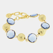Bracciale in Metallo con perle lucide e cristalli blu