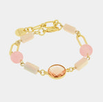 Bracciale in Metallo con cristallo e perle rosa - BYSIMON gioielli