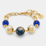 Bracciale in Metallo con perle nera , bianca e blu - BYSIMON gioielli