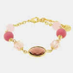 Bracciale in Metallo con cristallo rosa e perle - BYSIMON gioielli