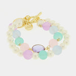Bracciale in Metallo con perle bianche e multicolor - BYSIMON gioielli