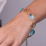 Bracciale in Metallo con  cristalli azzurri