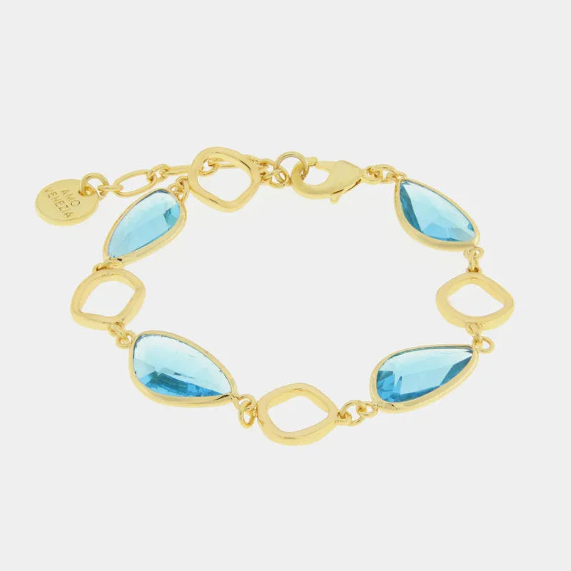 Bracciale in Metallo con  cristalli azzurri