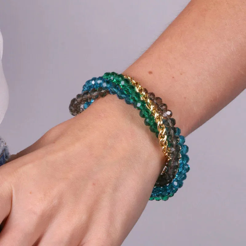 Bracciale in Metallo multifilo con perline intrecciate - BYSIMON gioielli