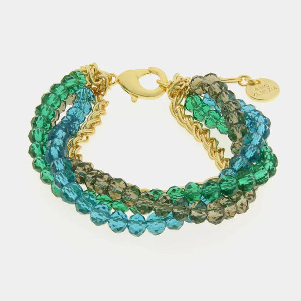 Bracciale in Metallo multifilo con perline intrecciate - BYSIMON gioielli