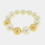 Bracciale in Metallo con perle bianche e lucide