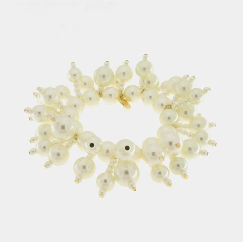 Bracciale in Metallo con perle bianche