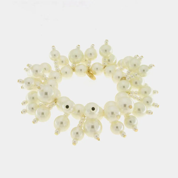 Bracciale in Metallo con perle bianche - BYSIMON gioielli