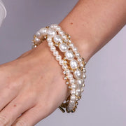 Bracciale in Metallo multifilo di perle bianche e perline