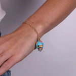 Bracciale in Metallo con capuzzella azzurra impreziosita da fiori colorati AMONAPOLI - gioiello BySimon