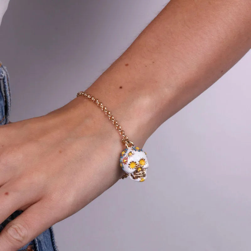 Bracciale in Metallo con capuzzella bianca impreziosita da fiori colorati AMONAPOLI - gioiello BySimon