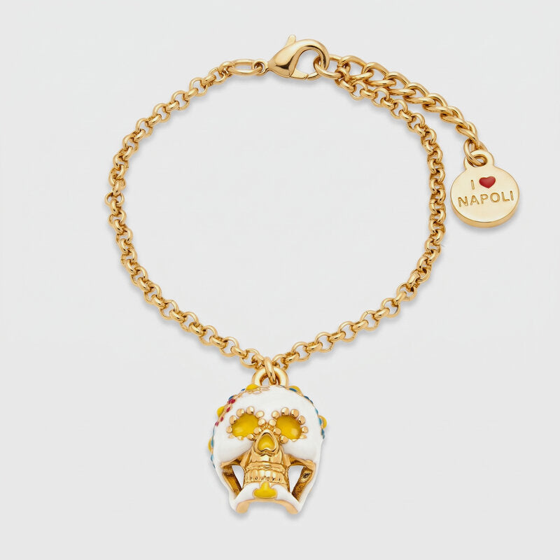 Bracciale in Metallo con capuzzella bianca impreziosita da fiori colorati AMONAPOLI - gioiello BySimon