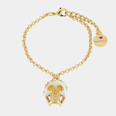Bracciale in Metallo con capuzzella bianca impreziosita da fiori colorati AMONAPOLI - gioiello BySimon
