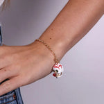 Bracciale in Metallo con capuzzella bianca impreziosita da cuori rossi AMONAPOLI - gioiello BySimon