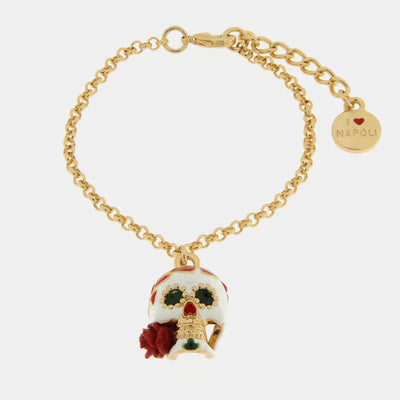 Bracciale in Metallo con capuzzella bianca impreziosita da cuori rossi AMONAPOLI - gioiello BySimon