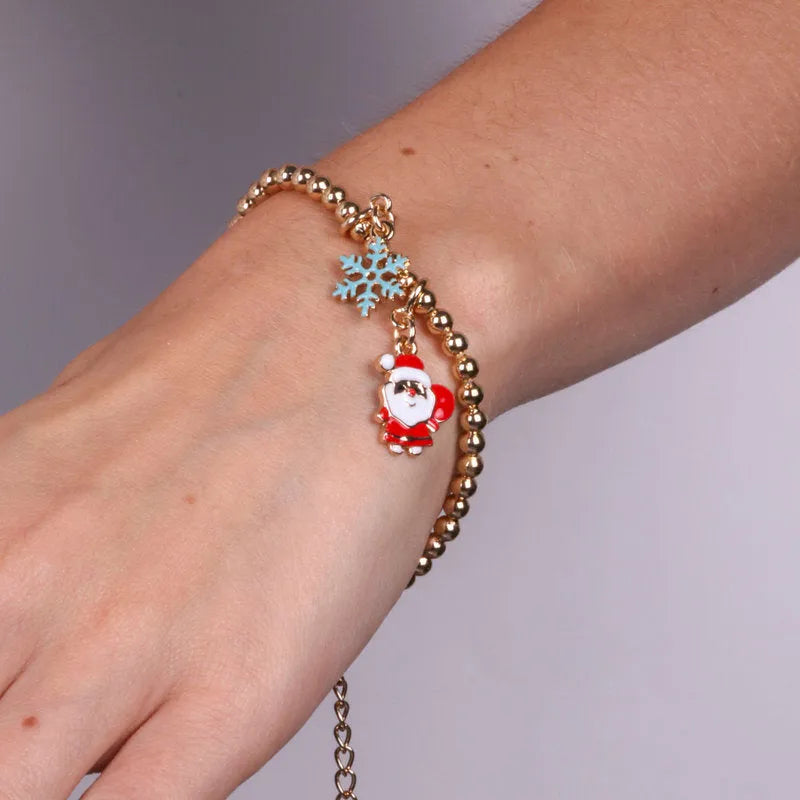 Metal Bracelet with Snowflakes and Santa Claus