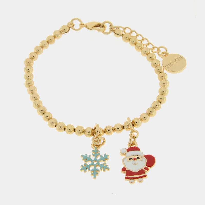 Metal Bracelet with Snowflakes and Santa Claus