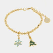 Bracciale in Metallo con fiocchi di neve e albero di natale