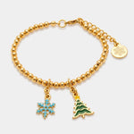 Bracciale in Metallo con fiocchi di neve e albero di natale
