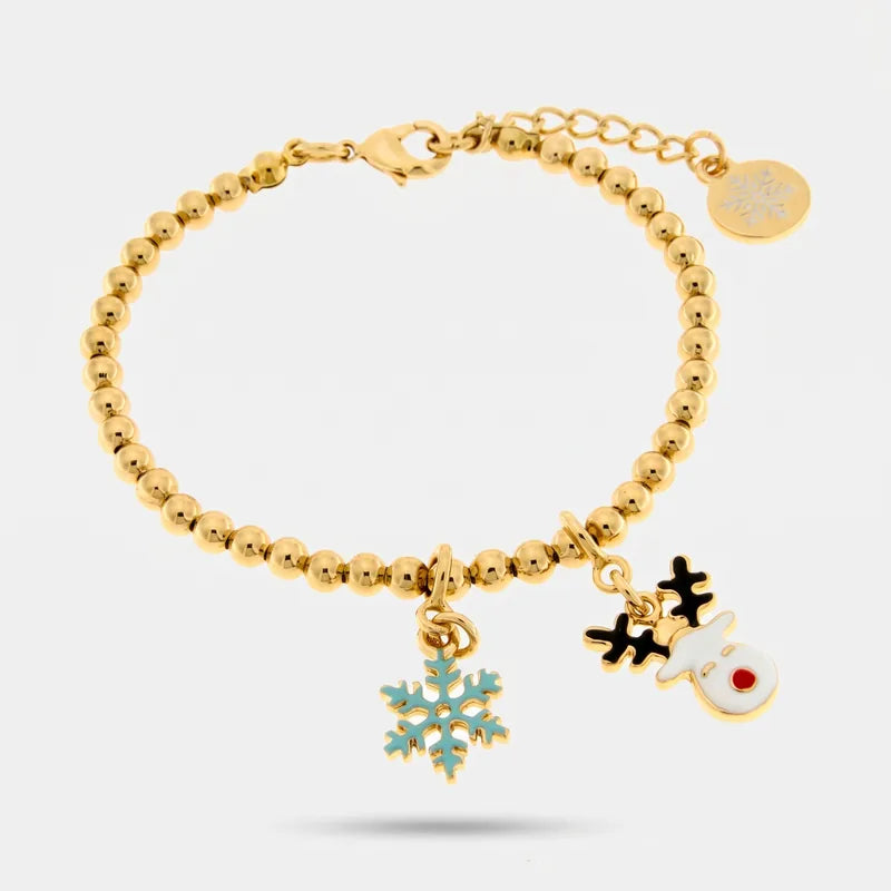 Bracciale in Metallo con fiocchi di neve e renna